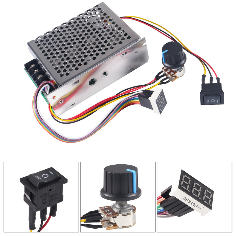  [AUSTRALIA] - DORHEA PWM DC Motor Speed Controller DC 10-55V 24V 36V 48V 60A Stepless Motor Speed Controller with Adjustable Potentiometer Forward-Brake-Reverse Switch and LED Digital Display DC Brush Motor