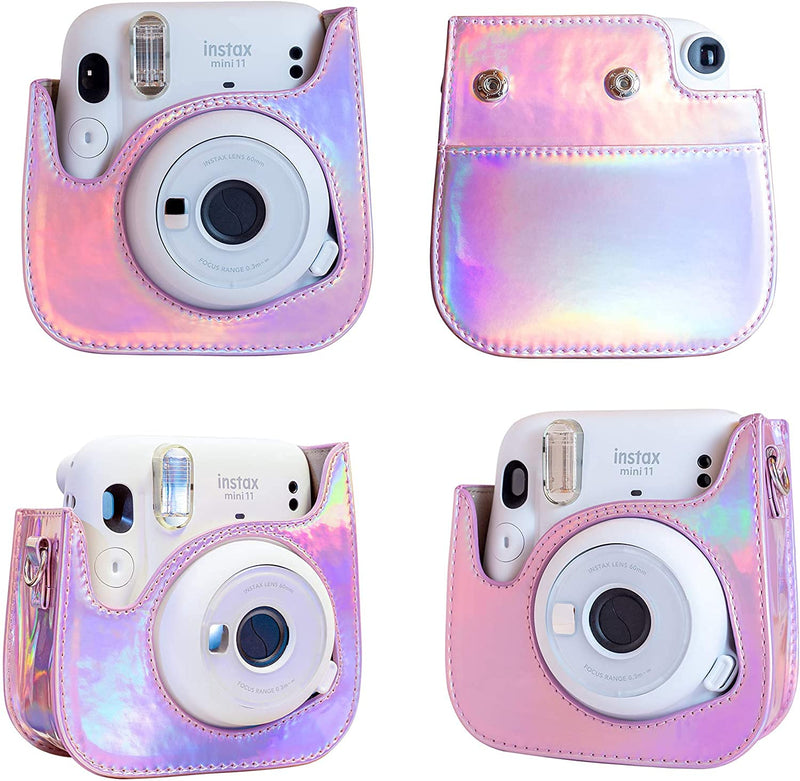  [AUSTRALIA] - QUEEN3C Instant Mini 11 Protective & Portable Case, Designed for Mini 11 Instant Camera Also Compatible with Mini 9, Mini 8 Instant Camera, with Adjustable Shoulder Strap. (Aurora Pink) Case Only Aurora pink