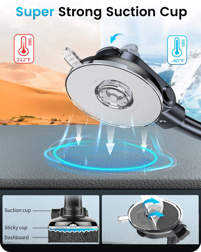  [AUSTRALIA] - APPS2Car Cell Phone Holder Car, Windshield/Dashboard/Window Car Phone Holder Mount, Suction Cup Phone Mount for Car Truck Compatible with iPhone Samsung All Cellphones, Thick Case & Big Phone Friendly