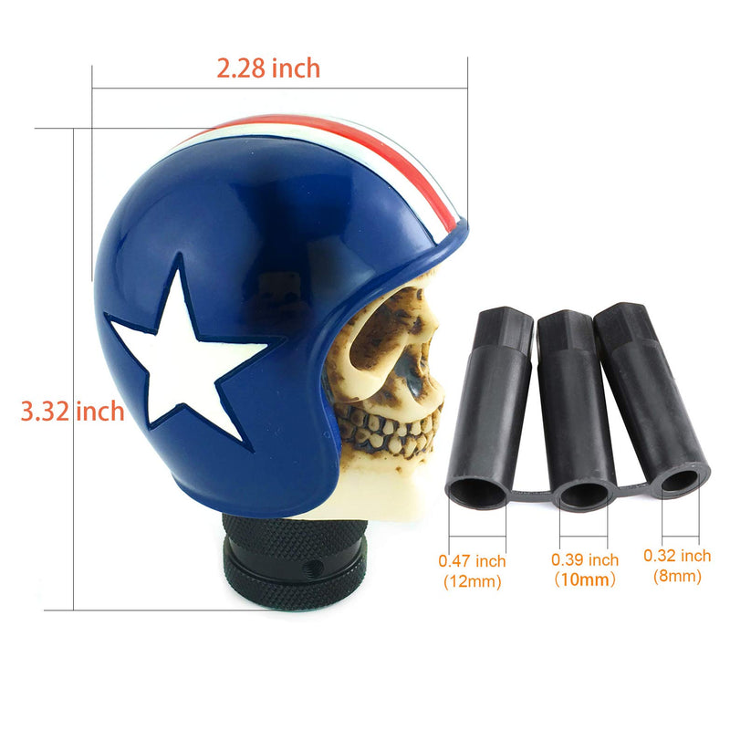  [AUSTRALIA] - Arenbel Car Stick Knob Automatic Skull Shift knobs Gear Lever Shifter Head of Motorcycle Rider Shape fit Most Manual Transmission Vehicles, Blue