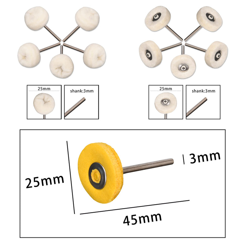  [AUSTRALIA] - Polishing Buffing Wheel Set -Wool Felt Grinding Bits Mounted 1/8" Shank (3mm) for Rotary Tool Accessories Brush Polishing Kit for Watch and Jewelry (28PCS) 28PCS