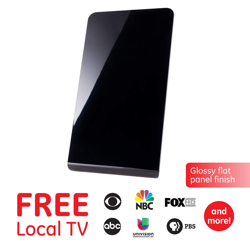  [AUSTRALIA] - GE Flat Panel Indoor HD Digital TV Antenna, Long Range Smart TV Antenna, Supports 4K 1080P HD Smart TV VHF UHF, Extendable Dipole Rabbit Ears, Adjustable Stand, 5ft Coax HDTV Cable, 33681 Table Top Flat Panel