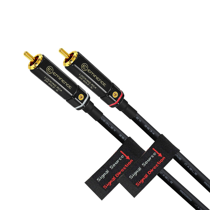  [AUSTRALIA] - 0.5 Foot – Directional Quad High-Definition Audio Interconnect Cable Pair Custom Made by WORLDS BEST CABLES – Using Mogami 2534 Wire and Eminence Gold Locking RCA Connectors