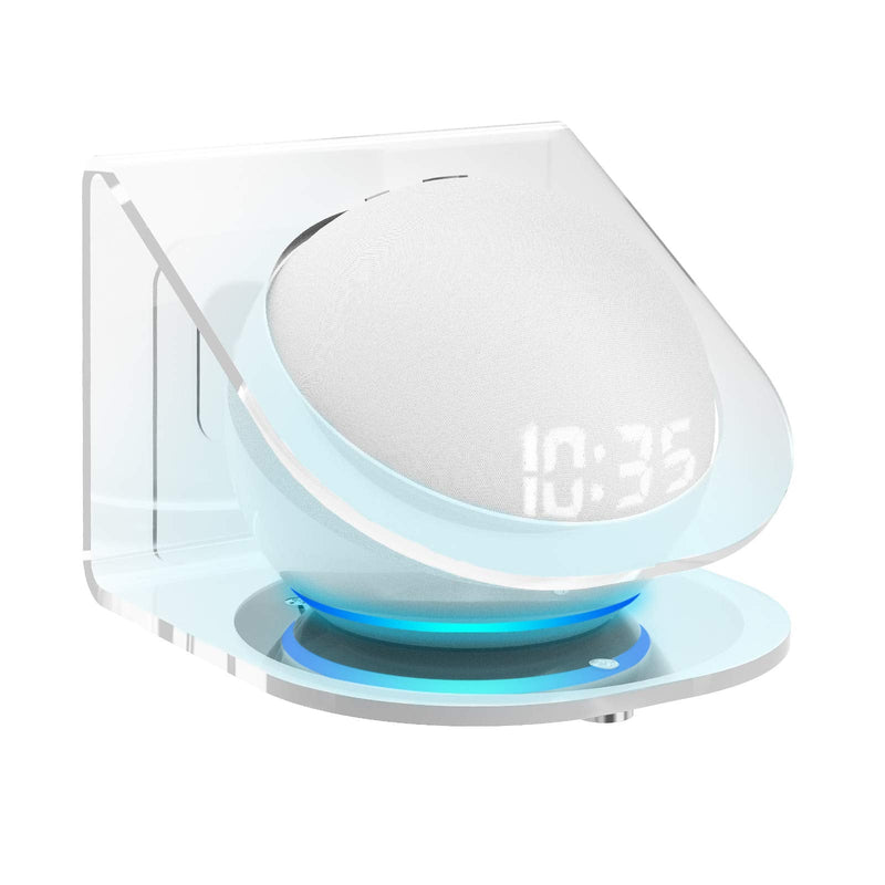  [AUSTRALIA] - Geekria Acrylic Wall Mount Compatible with Echo Dot 4th, 5th Gen with an LED Clock and Alexa, All-New 2022 Echo Dot 5th Gen Smart Speaker, Speaker Stand Stable Guard Holder (Clear)