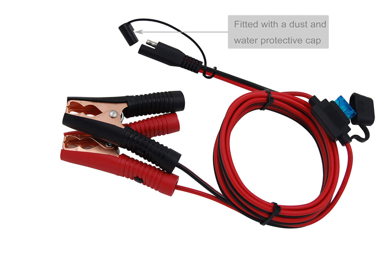  [AUSTRALIA] - CUZEC 6FT/1.8m 16AWG 15A Battery Alligator Clip to SAE Connector/12V SAE Quick Release Adapter to Alligator Clips Quick Disconnect Cable (CU10330B) 6FT LONG