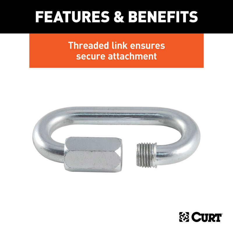  [AUSTRALIA] - CURT 82933 Threaded Quick Link Trailer Safety Chain Hook Carabiner Clip 3/8-Inch Diameter, 2,200 lbs