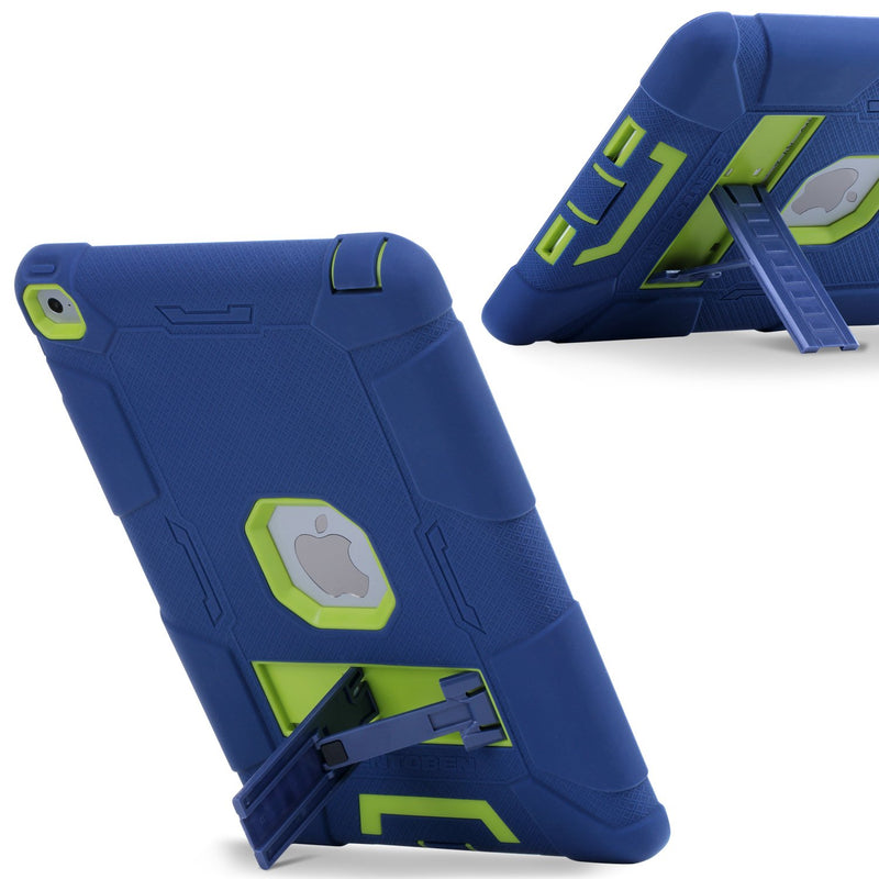  [AUSTRALIA] - iPad Air 2 Case, BENTOBEN [Hybrid Shockproof Case] with Kickstand Rugged Triple-Layer Shock Resistant Drop Proof Case Cover for iPad Air 2 with Retina Display / iPad 6, Navy Blue/Green M753-Navy Blue/Green