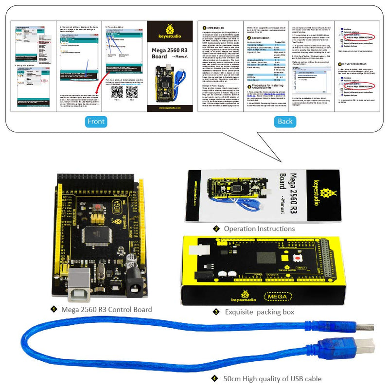  [AUSTRALIA] - KEYESTUDIO Mega 2560 R3 Board for Arduino Projects with USB Cable