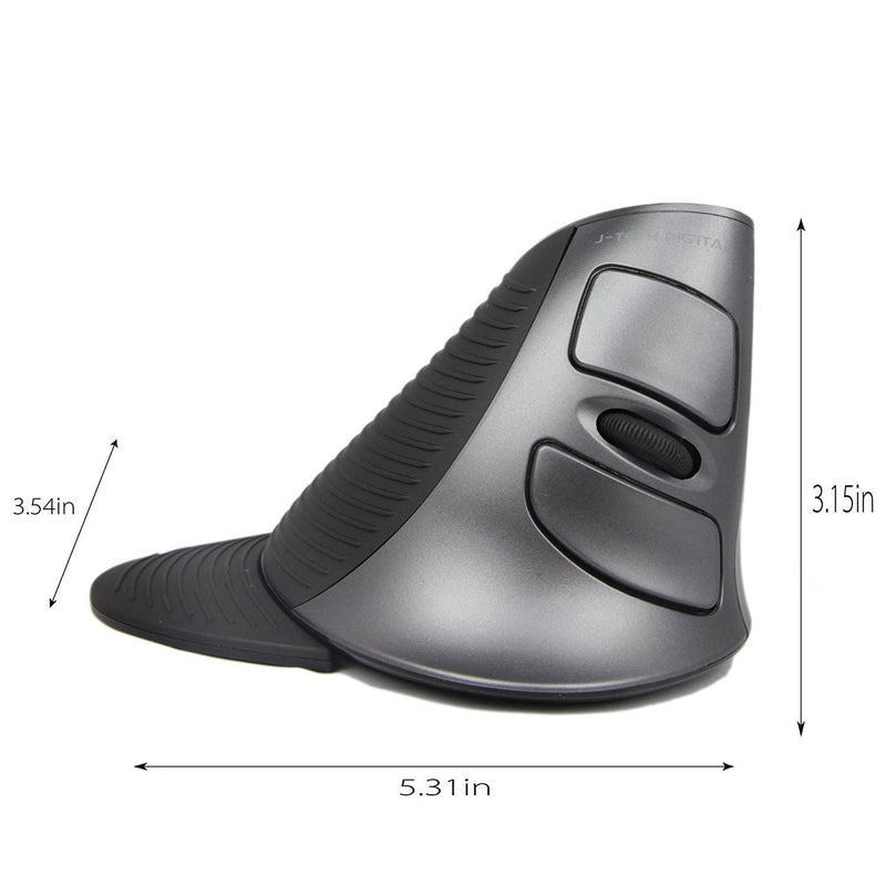  [AUSTRALIA] - J-Tech Digital Scroll Endurance Wireless Mouse Ergonomic Vertical USB Mouse with Adjustable Sensitivity (600/1000/1600 DPI), Removable Palm Rest & Thumb Buttons - Reduces Hand/Wrist Pain