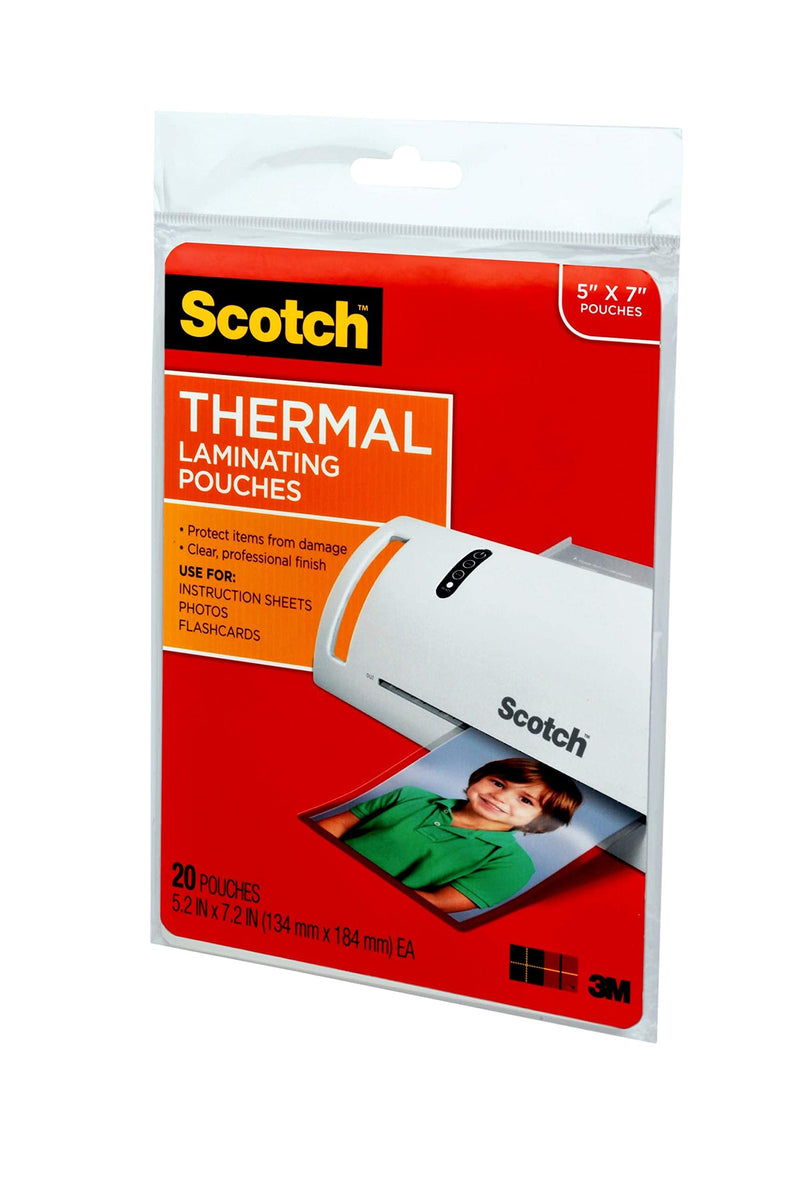  [AUSTRALIA] - Scotch Thermal Laminating Pouches, 5 Mil Thick for Extra Protection, Professional Quality, 5 x 7-Inches, 20-Pouches (TP5903-20),Clear