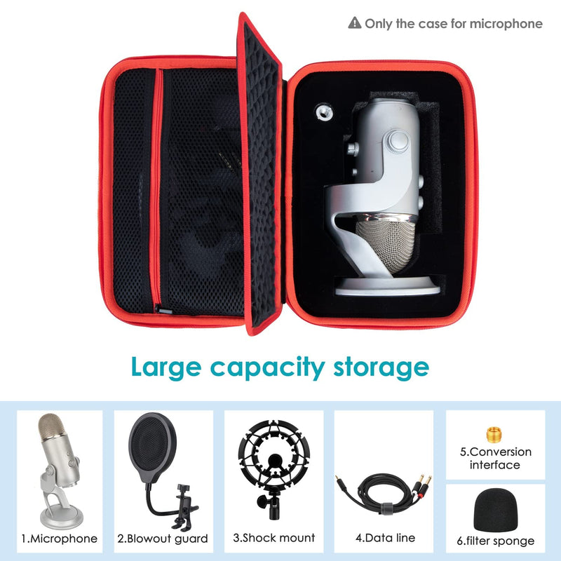  [AUSTRALIA] - Hard Case for Blue Yeti Microphone, Yeti X, Yeti Pro Mic, Mic Carrying Case Compatible with Blue Microphones, Travel Case Fit Blue Yeti Cable and Other Accessories - by YOUSHARES