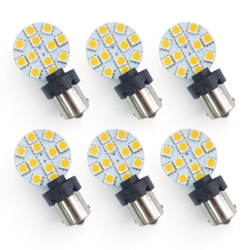  [AUSTRALIA] - RV LIGHTING Value-Pack of PWM 2-in-1 (Universal) Eco-LED Warm White LED Bulb, with 12 SMD 5050 & Side T10 & BA15S Connectors(WBU-PWM-WW12M6)