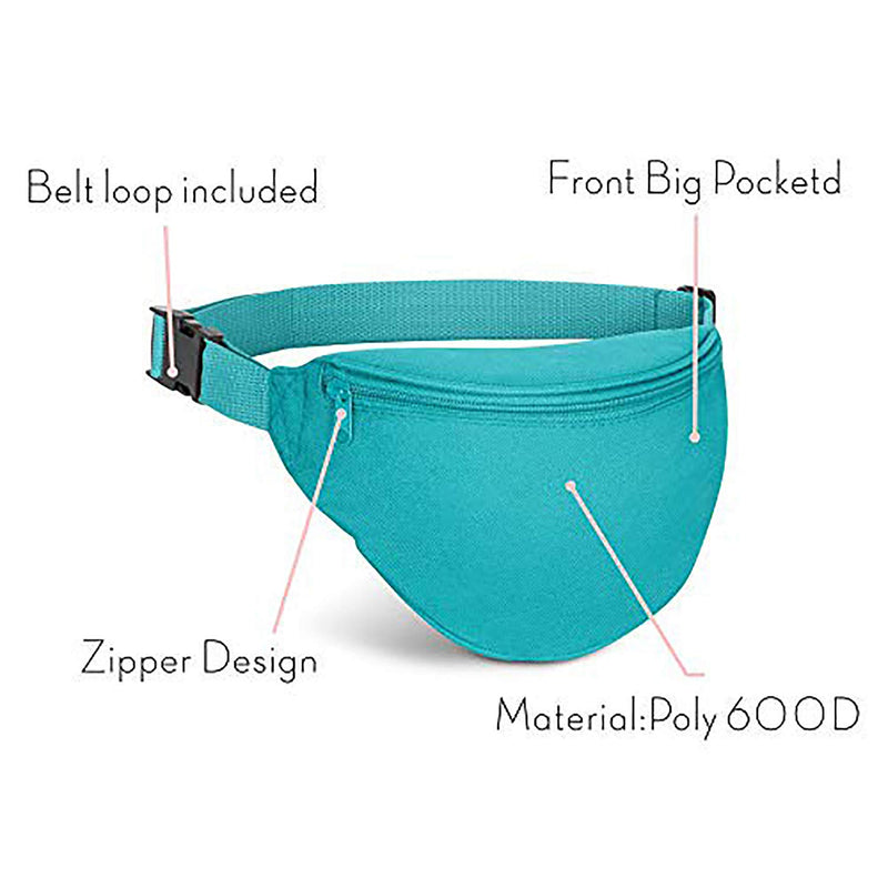 BuyAgain Fanny Pack, Unisex 2 Zipper Quick Release Buckle Travel Sport Running Waist Fanny Pack Teal - LeoForward Australia