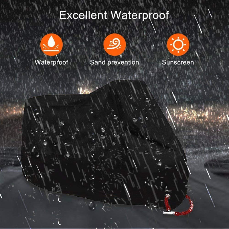  [AUSTRALIA] - MONOJOY Scooter Covers Moped Cover Waterproof Motorcycle Prevent Rain Sun UV Dustproof for Any Season and Weather with Lock Holes Rust Resistance and Buckle Black 78.7"x35"x39" M