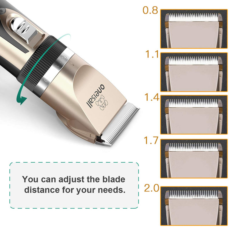 oneisall Dog Shaver Clippers Low Noise Rechargeable Cordless Electric Quiet Hair Clippers Set for Dogs Cats Pets Gold - LeoForward Australia