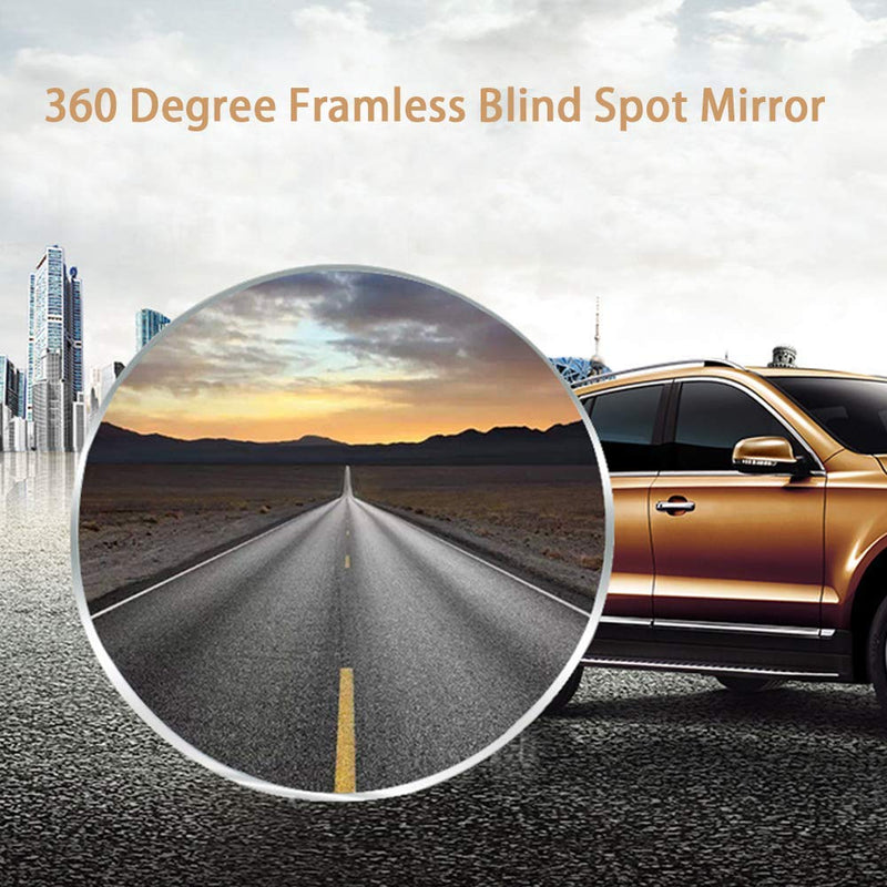 Pack of 2 Blind Spot Mirror 2" Round HD Glass Slim Frameless Convex Rear View Mirror Wide Angle 360°Rotate 30°Sway Adjustable Stick On Mirror - LeoForward Australia