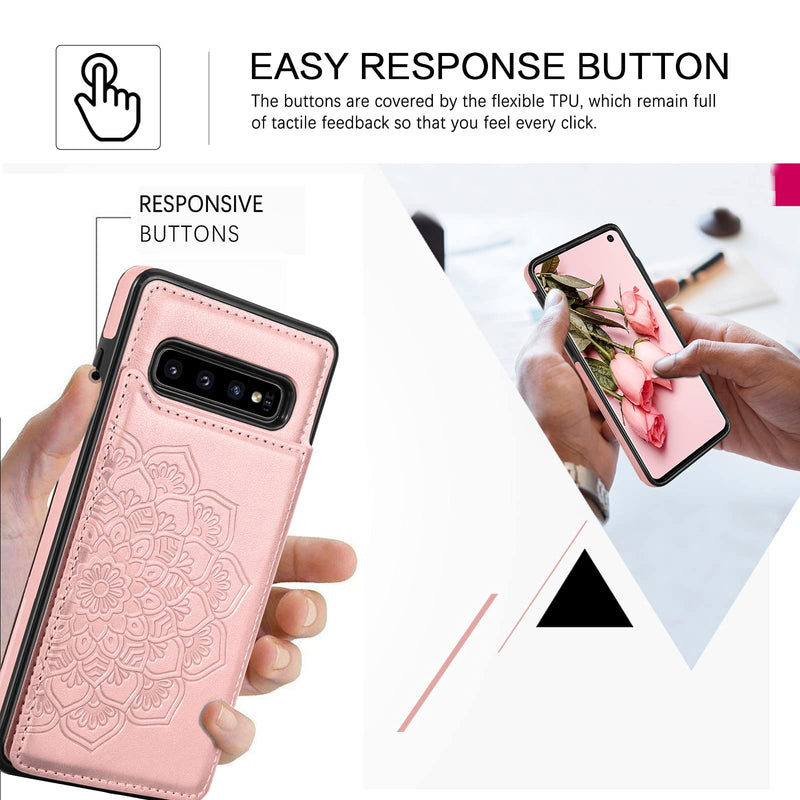  [AUSTRALIA] - BENTOBEN Samsung Galaxy S10 Wallet Case, PU Leather Heavy Duty Rugged Shockproof Protective Cases with Card Slots Cash Holder Phone Case for Samsung Galaxy S10 6.1 Inch, Rose Gold C372-Rose Gold