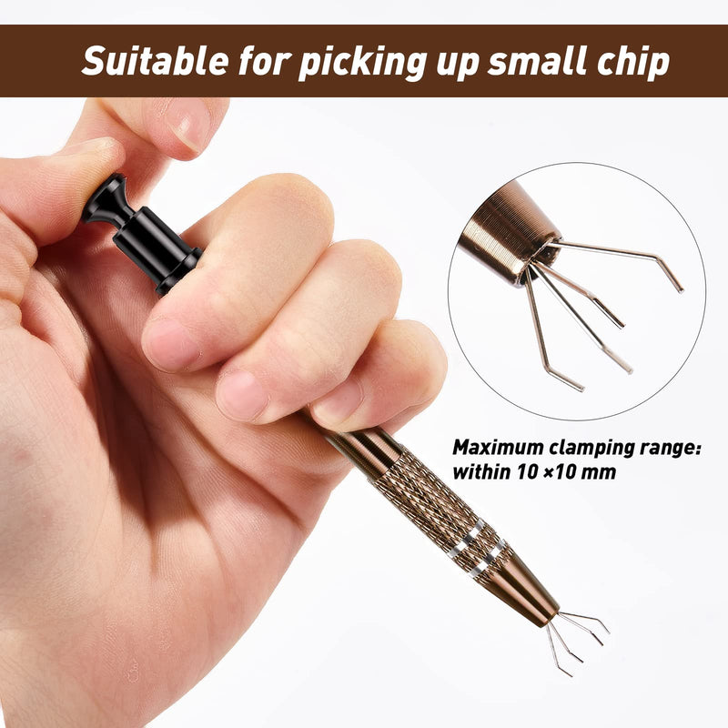 [AUSTRALIA] - 4 Prongs BGA Chip Pick,Tweezers Stainless Steel 4-Claw Pick up Tool Jeweler's Pick-Up Tool, for Small Parts Pickup, Grabber for Nails Clamping- Manicure Cotton Ball (1Pack, Bronze Color) 1