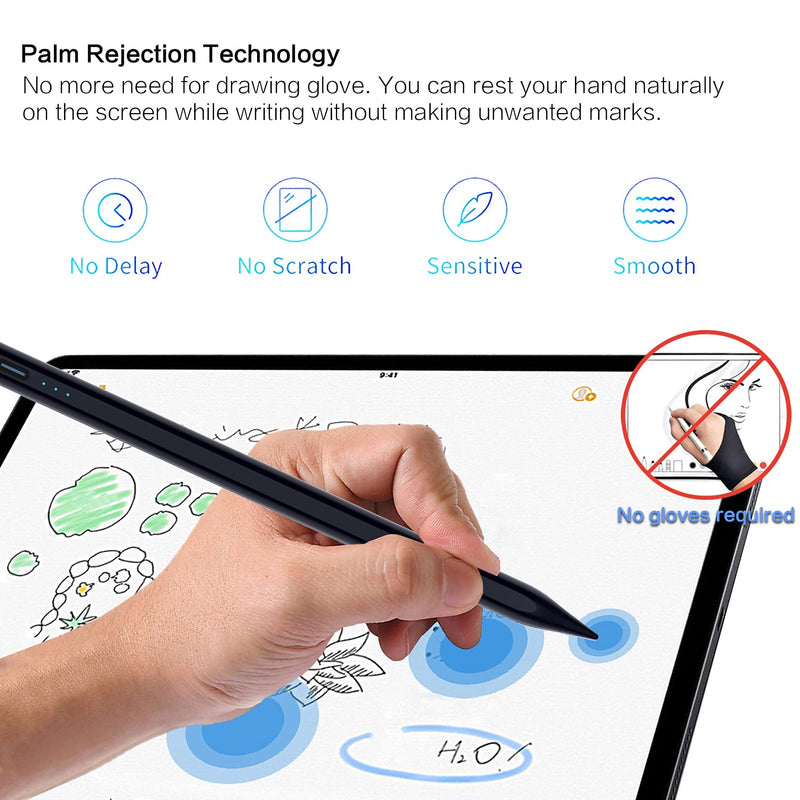  [AUSTRALIA] - Stylus Pen for iPad, Upgraded Tip Tilt Sensitivity iPad Pencil for iPad Pro 2021 11/12.9 Inch(2018-2021), iPad 8th Generation, iPad 7/6th, iPad Air 4th/3rd, Palm Rejection Magnetic Stylus Pen, Black