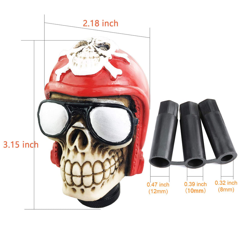  [AUSTRALIA] - Arenbel Skull Lever Knob Cool Gear Shift Head Shifting Stick Shifter Knobs fit Most Manual Automatic Transmission Cars, Red