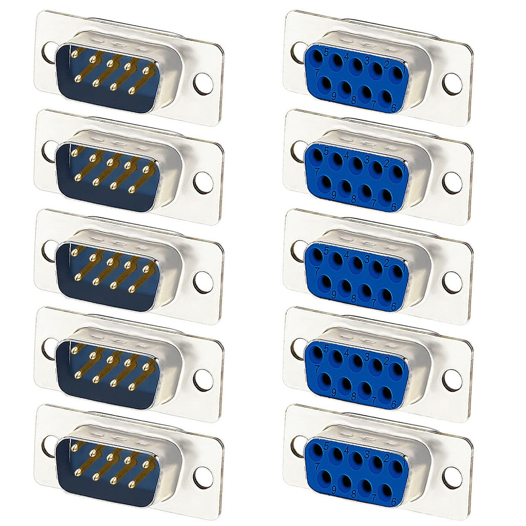  [AUSTRALIA] - CenryKay Pc Accessories -9pin D-Sub Solder Type Connector DB9 Female and Male Soldering (5Male + 5Female) DB9 Male to Female