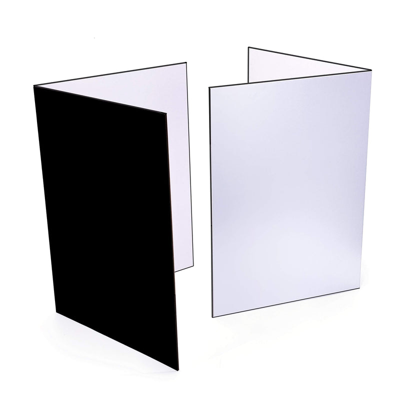  [AUSTRALIA] - (2 Pcs) Light Reflector 3 in 1 Photography Reflector Cardboard, A4 (12x8 Inch) Size Folding Light Diffuser Board for Still Life, Product and Food Photo Shooting - Black, Silver and White, 2 Pack