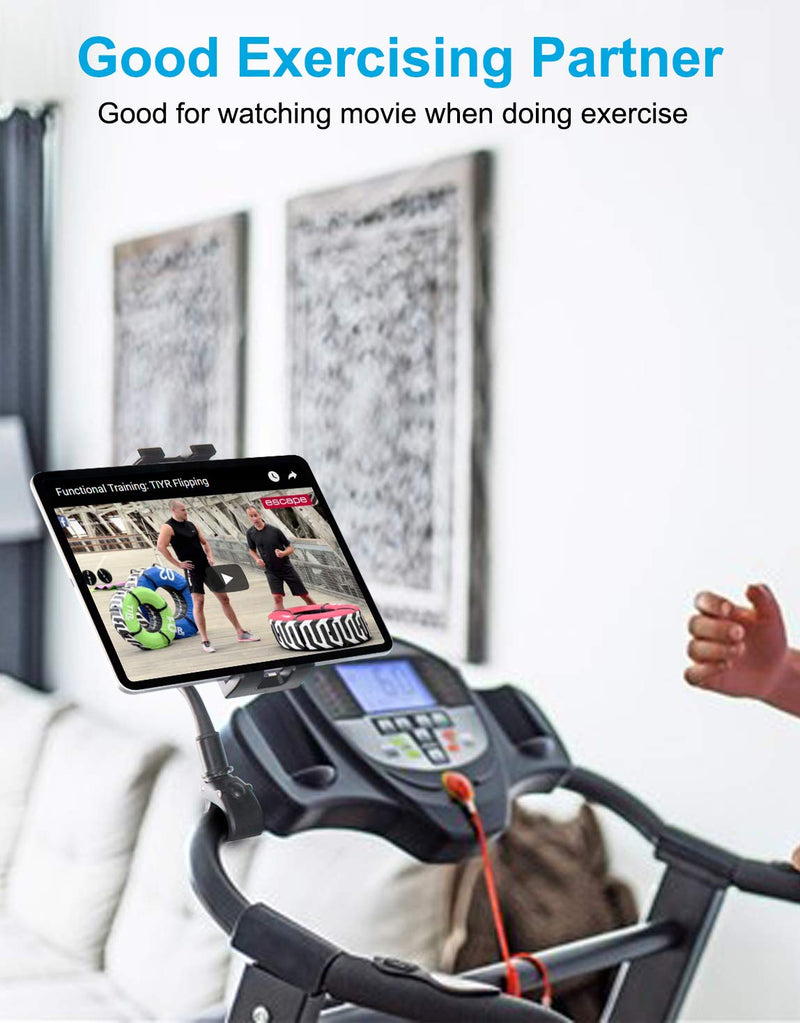  [AUSTRALIA] - Gooseneck Spin Bike Tablet Mount, woleyi Elliptical Treadmill Tablet Holder, Indoor Stationary Exercise Bicycle Tablet Stand for iPad Pro / Air / Mini, Galaxy Tabs, More 4-11" Cell Phones and Tablets