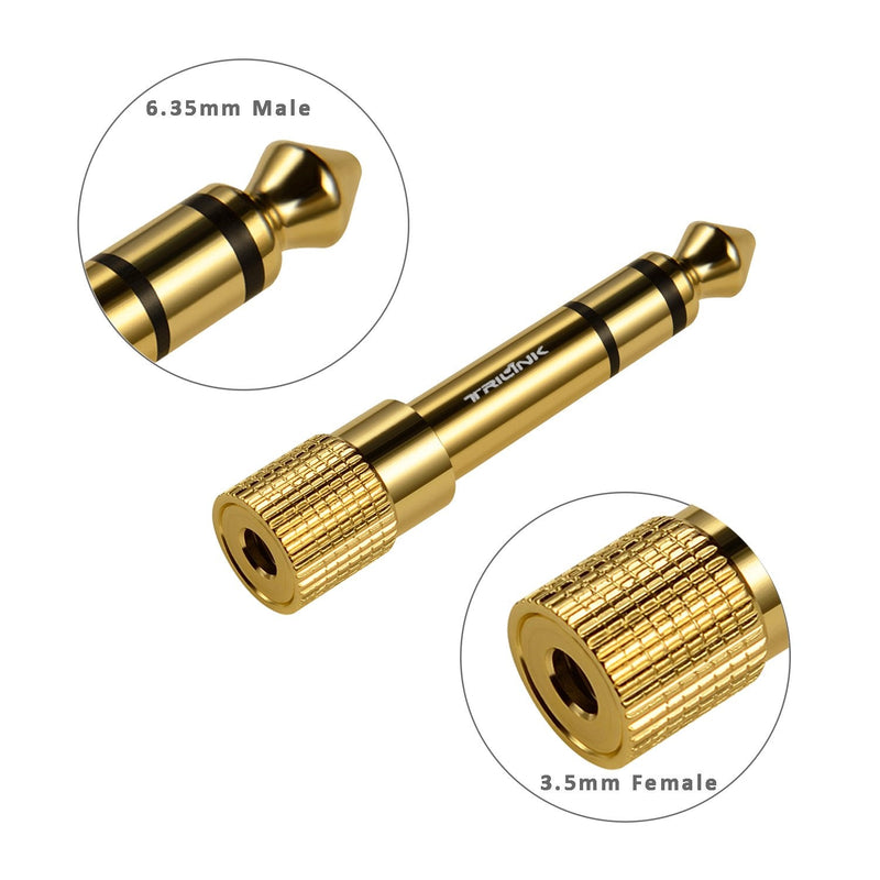  [AUSTRALIA] - TriLink Stereo Audio Adapter [Gold-Plated Pure Copper ] 6.35mm (1/4 inch) Male to 3.5mm (1/8 inch) Female Headphone Jack Plug, 3 Pack