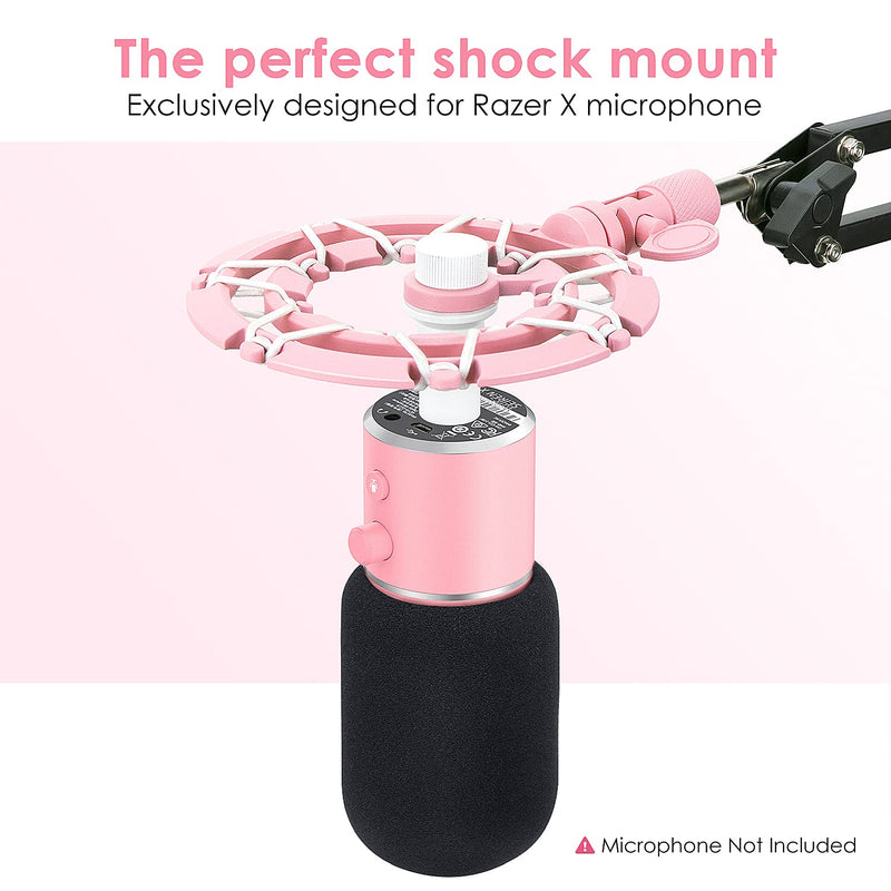  [AUSTRALIA] - Pink Shock Mount and Pop Filter compatible with Razer Seiren X Mic Boom Arm Stand, Compatible for Razer Seiren X Microphone by YOUSHARES（Pink）