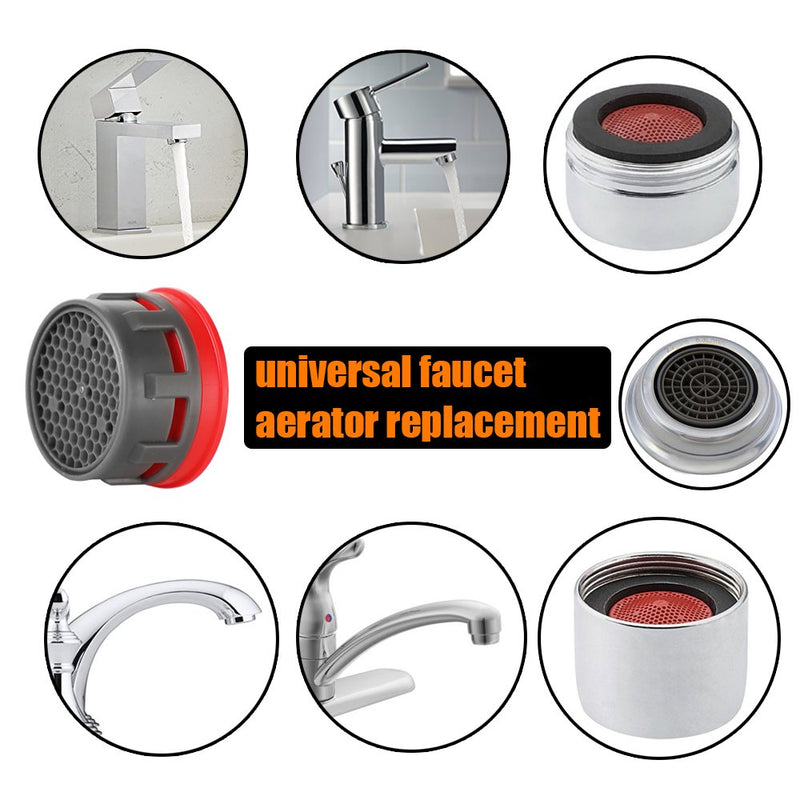 JQK Faucet Aerator, 2.2 GPM Flow Retrictor Insert Faucet Aerators Replacement Parts Bathroom 5 Pack, Standard Size, FAN22-P5 Red - 2.2 gpm - LeoForward Australia