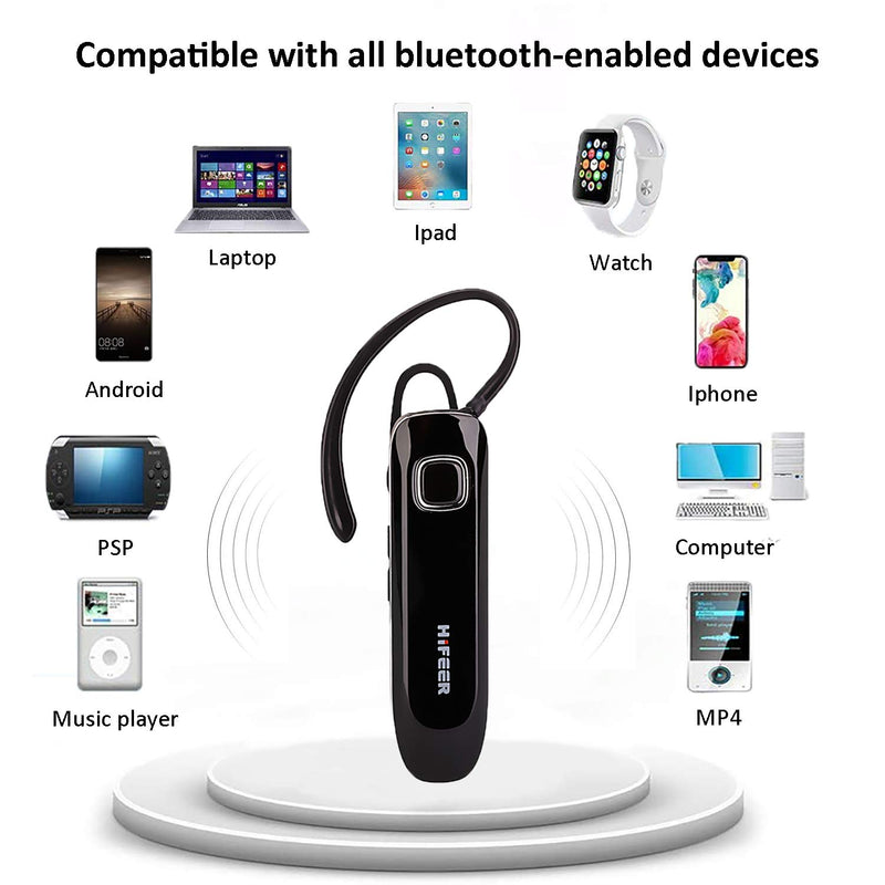 Bluetooth Earpiece for Cell Phones, V5.0 Wireless Bluetooth Headset with CVC8.0 Noise Cancelling Mic 16 Hours Hands-Free Talking for iPhone Android Samsung Cell Phone- Black - LeoForward Australia