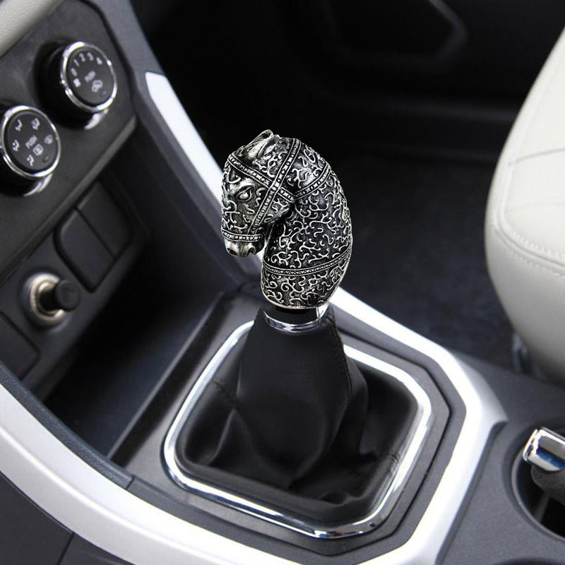  [AUSTRALIA] - Arenbel Horse Head Gear Shift Knob Weighted Stick Shifting Shifter of Antique Animal fit Most Universal Manual Automatic Cars, Silver