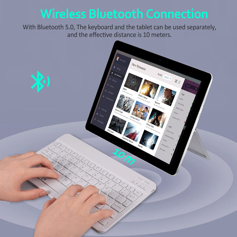  [AUSTRALIA] - iPad Bluetooth Keyboard for iPad 9th/8th/7th Gen,iPad 10.2/10.5/10.9/11/12.9 Inch, iPad Pro, iPad Air, iPad Mini,Tablets, Phones, PC, MacBook, Rechargeable/Ultra-Slim(White) White