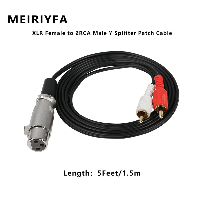  [AUSTRALIA] - MEIRIYFA XLR Female to 2RCA Male Y Splitter Patch Cable, Unbalanced XLR Female to 2 RCA/Phono Plug Stereo Audio Interconnect Duplicator Lead - 1.5 Meter (XLR Female to 2RCA)