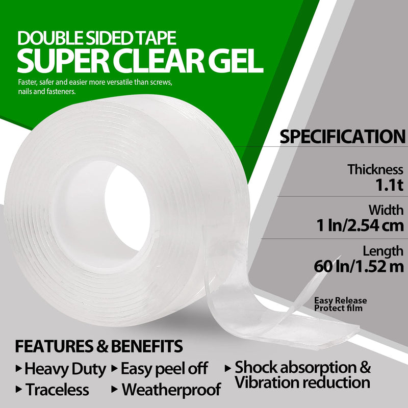  [AUSTRALIA] - Bonding Forever Super Clear Gel Double Sided Tape | Foam Tape | Double Sided Adhesive Tape | Mounting Tape | 0.045" X 1" X 60" X 1EA 1 Pack