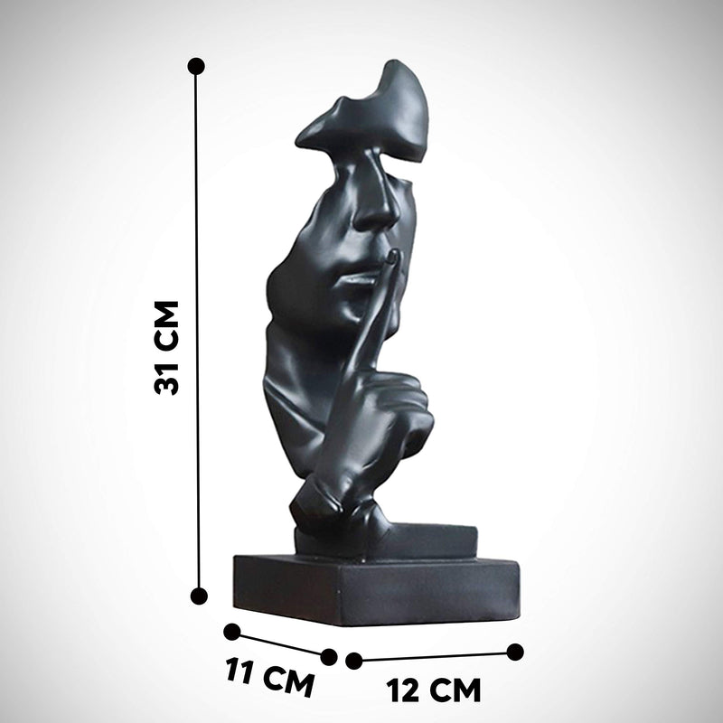  [AUSTRALIA] - Modern and Creative Silence Thinker of Men Statue Great Abstract Decorative Figurine Sculpture for Home and Living Room Decor Great for Office Or Desk (Black) Black