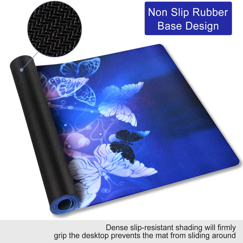 Extended Gaming Mouse Pad Mat Large Desk Mat Non Slip Rubber Base Computer Desktop Laptop Keyboard Mouse Mat Stitched Edges, 35.1x15.75 inch XXL Waterproof Mousepad for Work Game, Arts Butterfly - LeoForward Australia