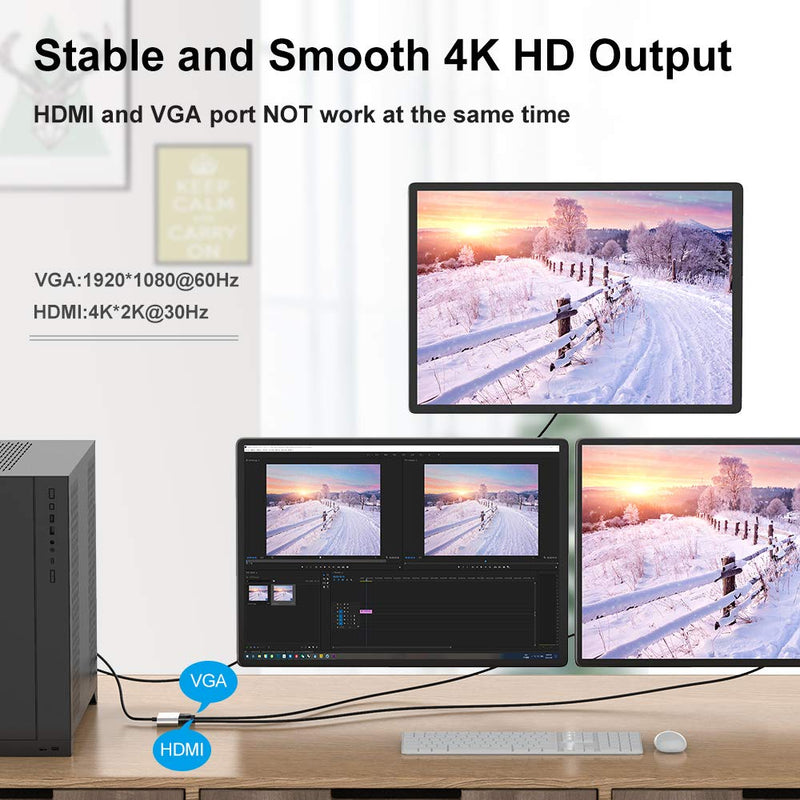  [AUSTRALIA] - Mini DisplayPort to HDMI VGA Adapter, Thunderbolt 2 Converter Mini DP Display Port to VGA HDMI Adapter Compatible with Lenovo, HP, DELL, GPU, AMD, NVIDIA,Think Pad and More MDP to HDMI VGA