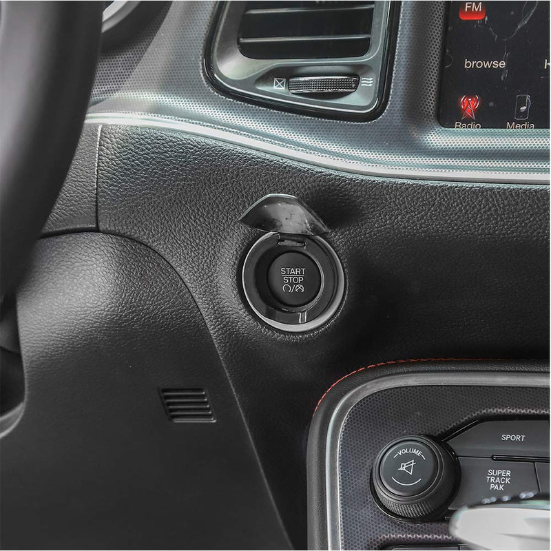  [AUSTRALIA] - Voodonala for Challenger Engine Start Stop Button Center Console Switch Cover Trim Accessories for Dodge Challenger 2015 up (Carbon Fiber Grain)