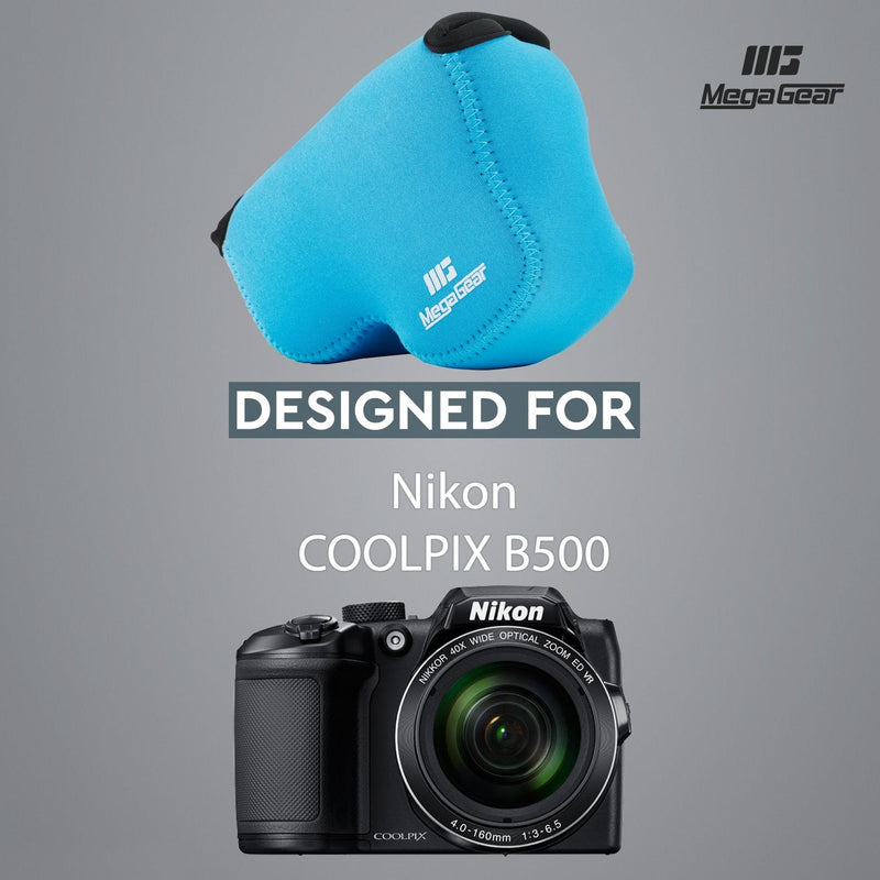  [AUSTRALIA] - MegaGear ''Ultra Light'' Neoprene Camera Case Bag with Carabiner for Nikon COOLPIX B500 Digital Camera (Blue) Blue