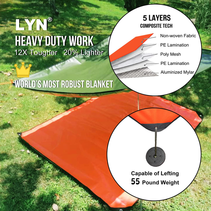  [AUSTRALIA] - Ultra Robust Complex:LYN 5-Layer Heavy Duty Emergency Survival Blanket-59.8"✖️83.9",Reflective Insulated Waterproof Windproof Mylar,for Rescue,Car Camping,Hiking,Bushcraft,Snowfield&Mountaineering. Orange - 1