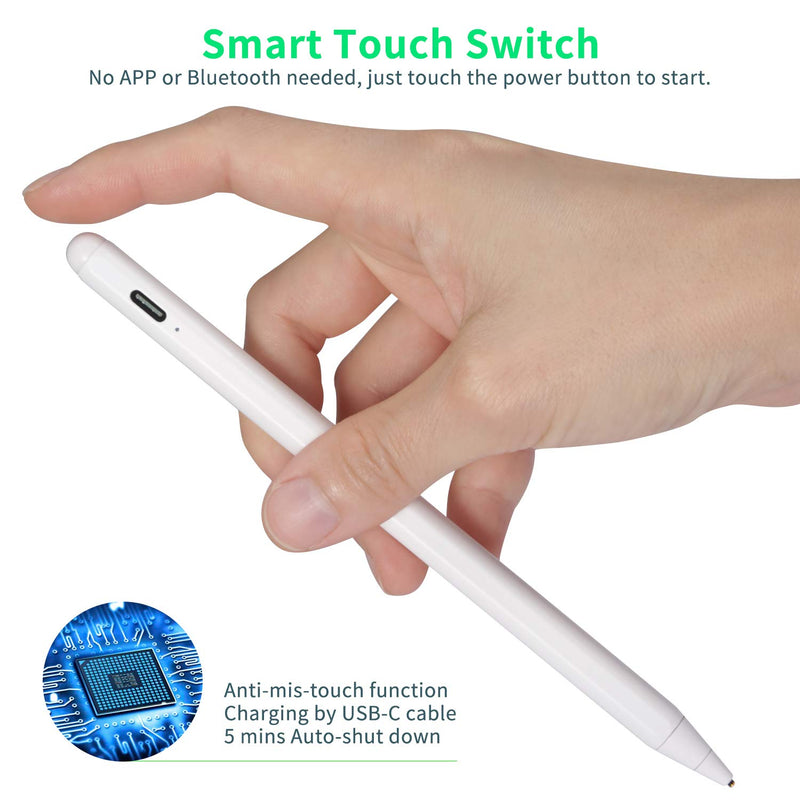 Active Stylus for Samsung Galaxy Tab A 2019 8" Pencil,Electronic Capacitive Type-C Rechargeable Pencil Compatible with Galaxy Tab A 2019 8-inch Stylus Pens,Good on Sketching and Drawing Pen,White - LeoForward Australia
