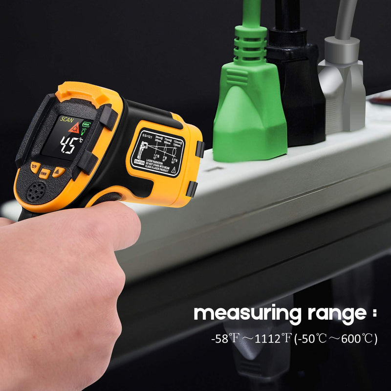  [AUSTRALIA] - Infrared Thermometer No Touch Digital Laser Temperature Gun with Color Display -58℉～1112℉(-50℃～600℃)Adjustable Emissivity - for Cooking/BBQ/Freezer - Meat Thermometer Included -Non Body Thermometer