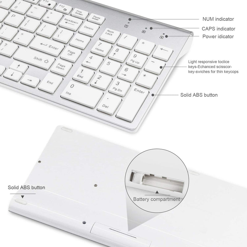  [AUSTRALIA] - Wireless Keyboard and Mouse Combo, Kang RUI 2.4G USB Full Size Ultra Slim Compatible with MAC PC Laptop Ultra-Thin Laptop Desktop, Available for Windows OS Android DPI800/12200/1800 Mute (Silvery-2) silvery-2