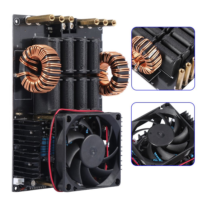  [AUSTRALIA] - DC12-40V 1000W 50A ZVS High Frequency Induction Heating Board Module Coil Machine Heating Module Board with Coil and Cooling Fan