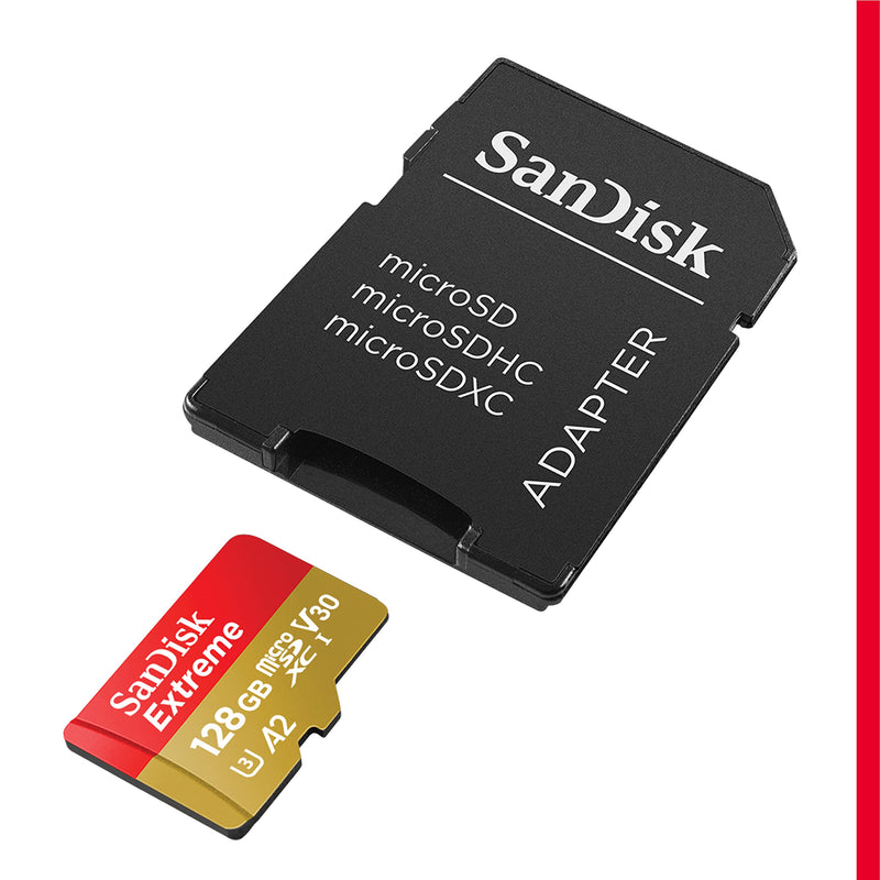  [AUSTRALIA] - SanDisk 128GB Extreme microSDXC UHS-I Memory Card with Adapter - C10, U3, V30, 4K, 5K, A2, Micro SD Card - SDSQXAA-128G-GN6MA & MobileMate USB 3.0 microSD Card Reader- SDDR-B531-GN6NN