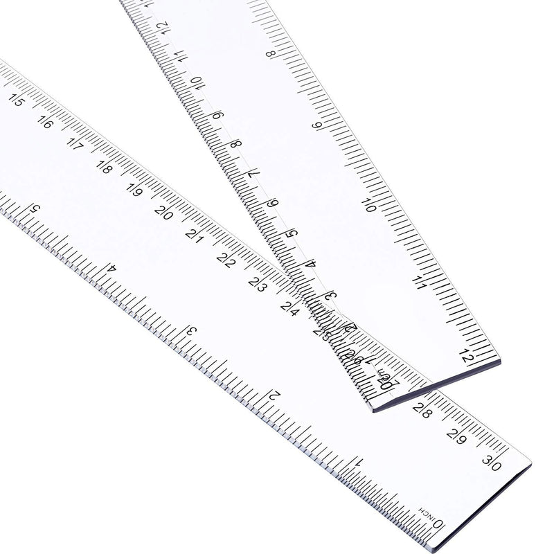  [AUSTRALIA] - 3pcs Straight Plastic Rulers, 6, 8, 12 Inches(15, 20, 30cm) Design Measuring Ruler Tool, Clear