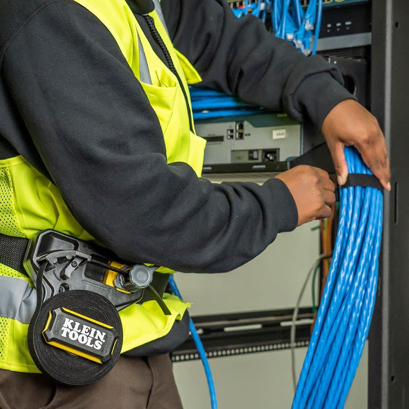  [AUSTRALIA] - Klein Tools 450-900 Cable Management, Hook and Loop Dispenser with 12-Foot x 3/4-Inch Tape Roll, Cuts Custom Length Cable Tie Strips, Black