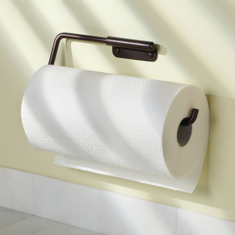  [AUSTRALIA] - iDesign Forma Wall Mounted Metal Paper Towel Holder Swiveling Roll Organizer for Kitchen, Bathroom, Craft Room, Set of 1, Bronze