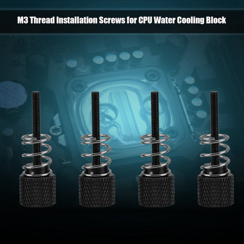  [AUSTRALIA] - Rcher-R CPU Water Cooling Block Screw,4pcs Aluminum M3 Installation Screws for CPU Water Cooling Block for Intel 1150/1151/ 1155/1156/ 1366/775,Durable CPU Water Cooler Block Screw(Black) Black